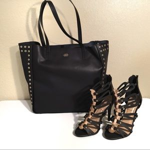 Vince Camuto Punky Leather Tote in Navy Genuine